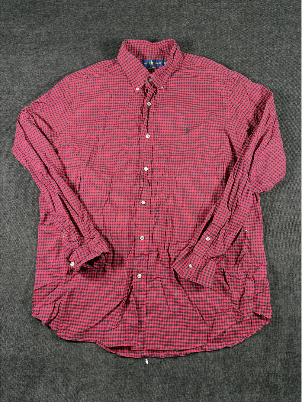Ralph Lauren Classic Fit Red and Black Checkered Button-Up Shirt XL